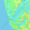 Mapa topográfico Ashtamudi Lake, mapa de relieve, mapa de altitud