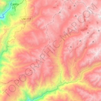 Mapa topográfico Laraos, altitud, relieve